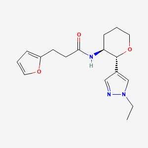 molecular formula C17H23N3O3 B6887178 N-[(2R,3S)-2-(1-ethylpyrazol-4-yl)oxan-3-yl]-3-(furan-2-yl)propanamide 