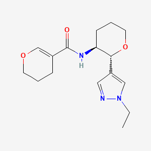 molecular formula C16H23N3O3 B6887182 N-[(2R,3S)-2-(1-ethylpyrazol-4-yl)oxan-3-yl]-3,4-dihydro-2H-pyran-5-carboxamide 