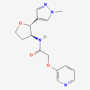 molecular formula C15H18N4O3 B6887209 N-[(2R,3S)-2-(1-methylpyrazol-4-yl)oxolan-3-yl]-2-pyridin-3-yloxyacetamide 