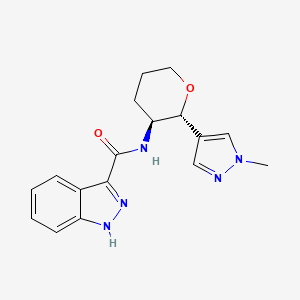 molecular formula C17H19N5O2 B6887277 N-[(2R,3S)-2-(1-methylpyrazol-4-yl)oxan-3-yl]-1H-indazole-3-carboxamide 