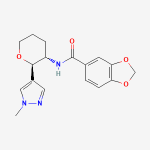 molecular formula C17H19N3O4 B6887281 N-[(2R,3S)-2-(1-methylpyrazol-4-yl)oxan-3-yl]-1,3-benzodioxole-5-carboxamide 