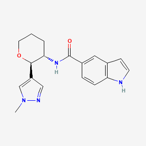 molecular formula C18H20N4O2 B6887296 N-[(2R,3S)-2-(1-methylpyrazol-4-yl)oxan-3-yl]-1H-indole-5-carboxamide 