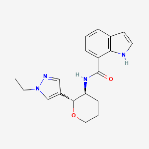 molecular formula C19H22N4O2 B6887313 N-[(2R,3S)-2-(1-ethylpyrazol-4-yl)oxan-3-yl]-1H-indole-7-carboxamide 