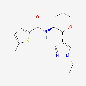 molecular formula C16H21N3O2S B6887336 N-[(2R,3S)-2-(1-ethylpyrazol-4-yl)oxan-3-yl]-5-methylthiophene-2-carboxamide 