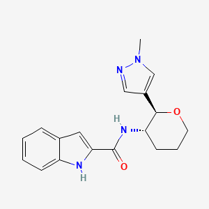 molecular formula C18H20N4O2 B6887341 N-[(2R,3S)-2-(1-methylpyrazol-4-yl)oxan-3-yl]-1H-indole-2-carboxamide 
