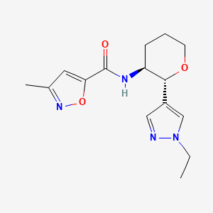 molecular formula C15H20N4O3 B6887355 N-[(2R,3S)-2-(1-ethylpyrazol-4-yl)oxan-3-yl]-3-methyl-1,2-oxazole-5-carboxamide 