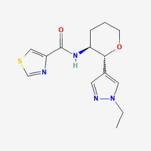 molecular formula C14H18N4O2S B6887365 N-[(2R,3S)-2-(1-ethylpyrazol-4-yl)oxan-3-yl]-1,3-thiazole-4-carboxamide 