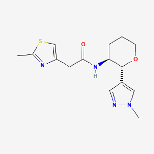 molecular formula C15H20N4O2S B6887390 N-[(2R,3S)-2-(1-methylpyrazol-4-yl)oxan-3-yl]-2-(2-methyl-1,3-thiazol-4-yl)acetamide 