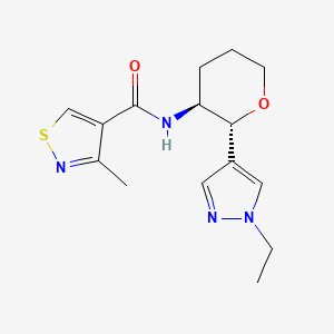 molecular formula C15H20N4O2S B6887407 N-[(2R,3S)-2-(1-ethylpyrazol-4-yl)oxan-3-yl]-3-methyl-1,2-thiazole-4-carboxamide 