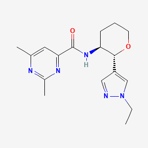 molecular formula C17H23N5O2 B6887423 N-[(2R,3S)-2-(1-ethylpyrazol-4-yl)oxan-3-yl]-2,6-dimethylpyrimidine-4-carboxamide 