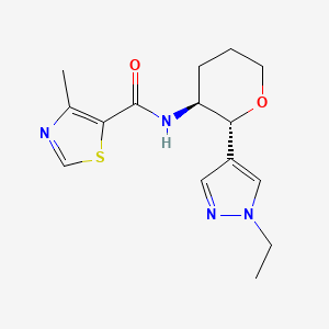 molecular formula C15H20N4O2S B6887432 N-[(2R,3S)-2-(1-ethylpyrazol-4-yl)oxan-3-yl]-4-methyl-1,3-thiazole-5-carboxamide 