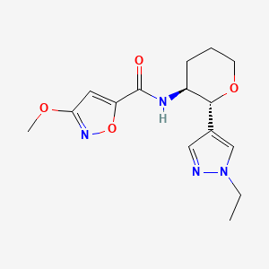 molecular formula C15H20N4O4 B6887435 N-[(2R,3S)-2-(1-ethylpyrazol-4-yl)oxan-3-yl]-3-methoxy-1,2-oxazole-5-carboxamide 
