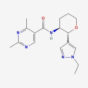 molecular formula C17H23N5O2 B6887459 N-[(2R,3S)-2-(1-ethylpyrazol-4-yl)oxan-3-yl]-2,4-dimethylpyrimidine-5-carboxamide 