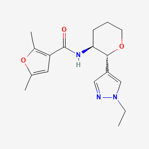 molecular formula C17H23N3O3 B6887489 N-[(2R,3S)-2-(1-ethylpyrazol-4-yl)oxan-3-yl]-2,5-dimethylfuran-3-carboxamide 