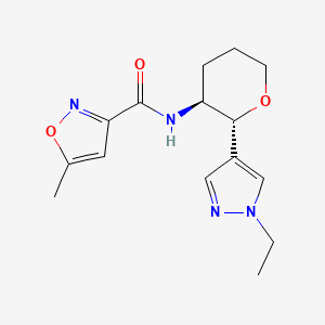 molecular formula C15H20N4O3 B6887502 N-[(2R,3S)-2-(1-ethylpyrazol-4-yl)oxan-3-yl]-5-methyl-1,2-oxazole-3-carboxamide 