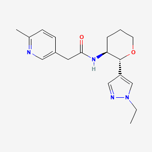 molecular formula C18H24N4O2 B6887524 N-[(2R,3S)-2-(1-ethylpyrazol-4-yl)oxan-3-yl]-2-(6-methylpyridin-3-yl)acetamide 