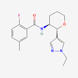 molecular formula C18H22FN3O2 B6887540 N-[(2R,3S)-2-(1-ethylpyrazol-4-yl)oxan-3-yl]-2-fluoro-5-methylbenzamide 