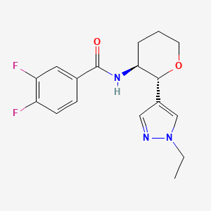 molecular formula C17H19F2N3O2 B6887542 N-[(2R,3S)-2-(1-ethylpyrazol-4-yl)oxan-3-yl]-3,4-difluorobenzamide 