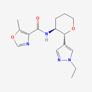 molecular formula C15H20N4O3 B6887549 N-[(2R,3S)-2-(1-ethylpyrazol-4-yl)oxan-3-yl]-5-methyl-1,3-oxazole-4-carboxamide 