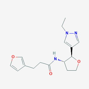 molecular formula C16H21N3O3 B6887578 N-[(2R,3S)-2-(1-ethylpyrazol-4-yl)oxolan-3-yl]-3-(furan-3-yl)propanamide 