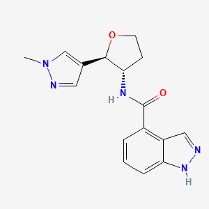 molecular formula C16H17N5O2 B6887588 N-[(2R,3S)-2-(1-methylpyrazol-4-yl)oxolan-3-yl]-1H-indazole-4-carboxamide 