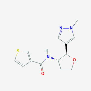 molecular formula C13H15N3O2S B6887629 N-[(2R,3S)-2-(1-methylpyrazol-4-yl)oxolan-3-yl]thiophene-3-carboxamide 