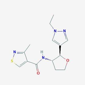 molecular formula C14H18N4O2S B6887641 N-[(2R,3S)-2-(1-ethylpyrazol-4-yl)oxolan-3-yl]-3-methyl-1,2-thiazole-4-carboxamide 