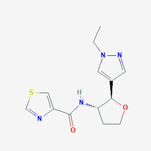 molecular formula C13H16N4O2S B6887655 N-[(2R,3S)-2-(1-ethylpyrazol-4-yl)oxolan-3-yl]-1,3-thiazole-4-carboxamide 