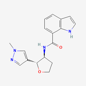 molecular formula C17H18N4O2 B6887695 N-[(2R,3S)-2-(1-methylpyrazol-4-yl)oxolan-3-yl]-1H-indole-7-carboxamide 