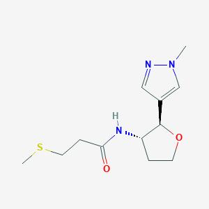 molecular formula C12H19N3O2S B6887706 N-[(2R,3S)-2-(1-methylpyrazol-4-yl)oxolan-3-yl]-3-methylsulfanylpropanamide 
