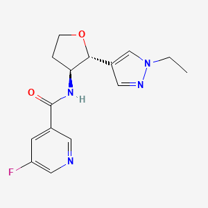 molecular formula C15H17FN4O2 B6887709 N-[(2R,3S)-2-(1-ethylpyrazol-4-yl)oxolan-3-yl]-5-fluoropyridine-3-carboxamide 