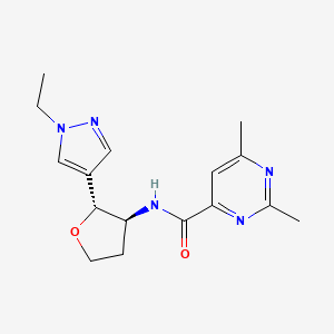 molecular formula C16H21N5O2 B6887715 N-[(2R,3S)-2-(1-ethylpyrazol-4-yl)oxolan-3-yl]-2,6-dimethylpyrimidine-4-carboxamide 