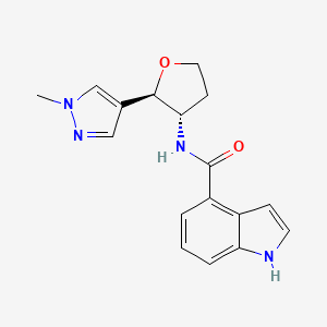 molecular formula C17H18N4O2 B6887720 N-[(2R,3S)-2-(1-methylpyrazol-4-yl)oxolan-3-yl]-1H-indole-4-carboxamide 