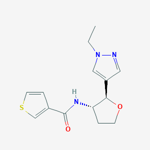 molecular formula C14H17N3O2S B6887734 N-[(2R,3S)-2-(1-ethylpyrazol-4-yl)oxolan-3-yl]thiophene-3-carboxamide 