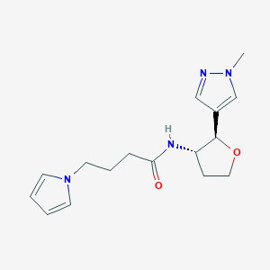 molecular formula C16H22N4O2 B6887747 N-[(2R,3S)-2-(1-methylpyrazol-4-yl)oxolan-3-yl]-4-pyrrol-1-ylbutanamide 