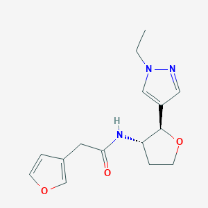 molecular formula C15H19N3O3 B6887766 N-[(2R,3S)-2-(1-ethylpyrazol-4-yl)oxolan-3-yl]-2-(furan-3-yl)acetamide 