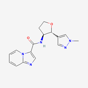 molecular formula C16H17N5O2 B6887773 N-[(2R,3S)-2-(1-methylpyrazol-4-yl)oxolan-3-yl]imidazo[1,2-a]pyridine-3-carboxamide 