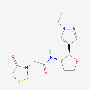 molecular formula C14H20N4O3S B6887780 N-[(2R,3S)-2-(1-ethylpyrazol-4-yl)oxolan-3-yl]-2-(4-oxo-1,3-thiazolidin-3-yl)acetamide 