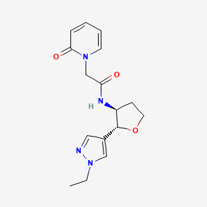 molecular formula C16H20N4O3 B6887797 N-[(2R,3S)-2-(1-ethylpyrazol-4-yl)oxolan-3-yl]-2-(2-oxopyridin-1-yl)acetamide 