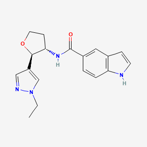 molecular formula C18H20N4O2 B6887804 N-[(2R,3S)-2-(1-ethylpyrazol-4-yl)oxolan-3-yl]-1H-indole-5-carboxamide 