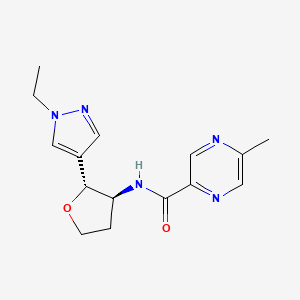 molecular formula C15H19N5O2 B6887813 N-[(2R,3S)-2-(1-ethylpyrazol-4-yl)oxolan-3-yl]-5-methylpyrazine-2-carboxamide 