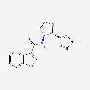 molecular formula C17H17N3O3 B6887839 N-[(2R,3S)-2-(1-methylpyrazol-4-yl)oxolan-3-yl]-1-benzofuran-3-carboxamide 