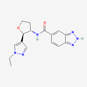 molecular formula C16H18N6O2 B6887846 N-[(2R,3S)-2-(1-ethylpyrazol-4-yl)oxolan-3-yl]-2H-benzotriazole-5-carboxamide 