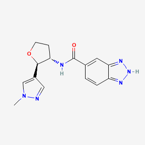 molecular formula C15H16N6O2 B6887849 N-[(2R,3S)-2-(1-methylpyrazol-4-yl)oxolan-3-yl]-2H-benzotriazole-5-carboxamide 