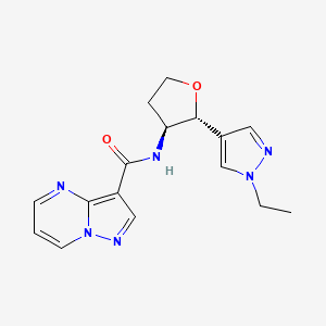molecular formula C16H18N6O2 B6887869 N-[(2R,3S)-2-(1-ethylpyrazol-4-yl)oxolan-3-yl]pyrazolo[1,5-a]pyrimidine-3-carboxamide 