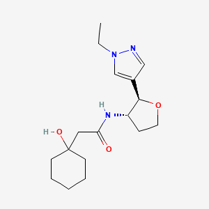 molecular formula C17H27N3O3 B6887871 N-[(2R,3S)-2-(1-ethylpyrazol-4-yl)oxolan-3-yl]-2-(1-hydroxycyclohexyl)acetamide 