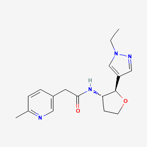 molecular formula C17H22N4O2 B6887877 N-[(2R,3S)-2-(1-ethylpyrazol-4-yl)oxolan-3-yl]-2-(6-methylpyridin-3-yl)acetamide 