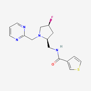 molecular formula C15H17FN4OS B6887999 N-[[(2S,4S)-4-fluoro-1-(pyrimidin-2-ylmethyl)pyrrolidin-2-yl]methyl]thiophene-3-carboxamide 