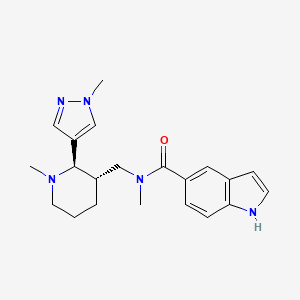 molecular formula C21H27N5O B6888080 N-methyl-N-[[(2R,3S)-1-methyl-2-(1-methylpyrazol-4-yl)piperidin-3-yl]methyl]-1H-indole-5-carboxamide 
