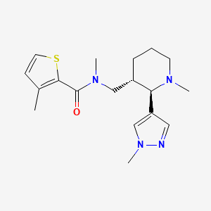 molecular formula C18H26N4OS B6888095 N,3-dimethyl-N-[[(2R,3S)-1-methyl-2-(1-methylpyrazol-4-yl)piperidin-3-yl]methyl]thiophene-2-carboxamide 